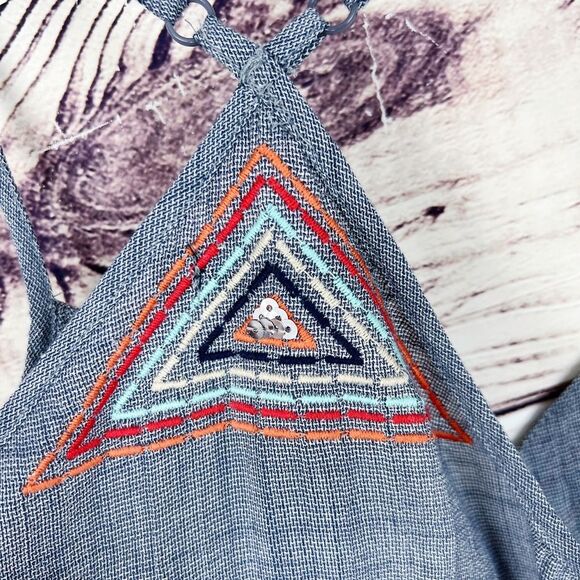 THML ✨Anthropologie✨ Blue Embroidered Tassel Top Sz Large - Picture 4 of 6